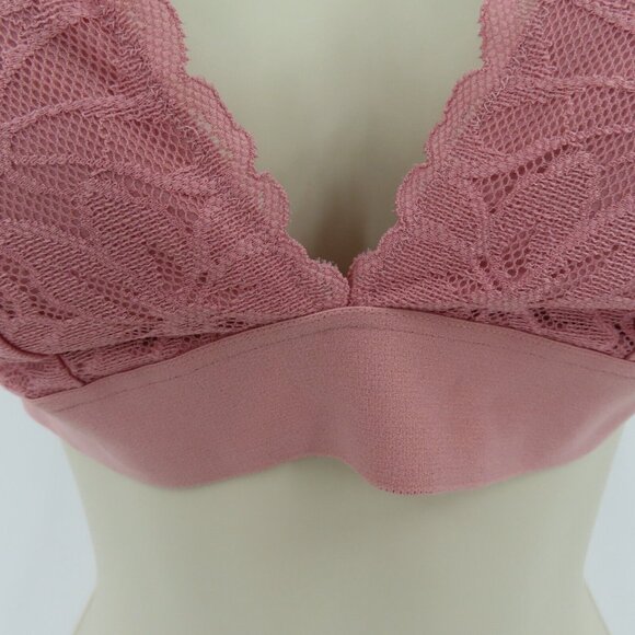 PINK Victorias Secret Small Lace Bralette V Neck Floral Flower Bra Strappy NEW - Picture 3 of 15